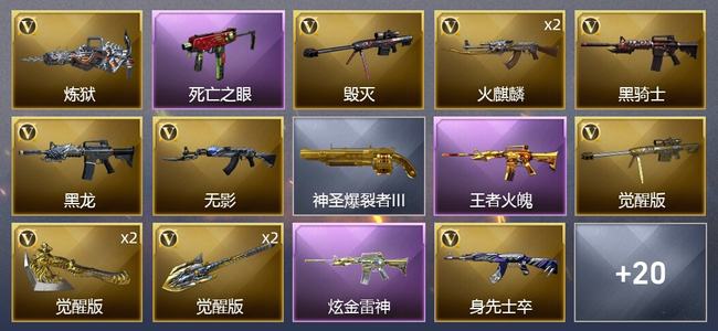 穿越火线（CF）2王者武器 1炫金武器 24V武器 12皮肤 可排位 专家