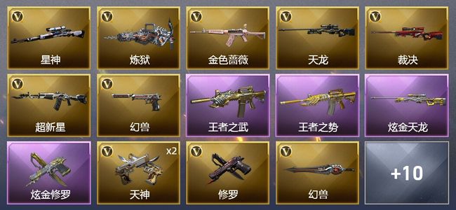 穿越火线（CF）2王者武器 2炫金武器 23V武器 1V角色 13皮肤 可排位 精英