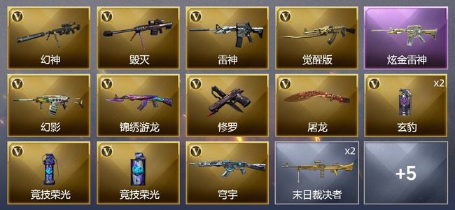 穿越火线（CF）1炫金武器 13V武器 2V角色 2皮肤 可排位 传奇