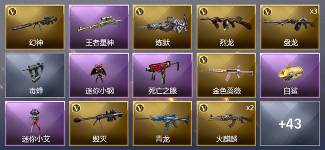 穿越火线（CF）0传说角色 0传说武器 3王者武器 1炫金武器 53V武器 0V角色 10皮肤 专家