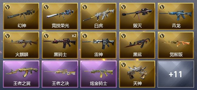 穿越火线（CF）2王者武器 1炫金武器 26V武器 2V角色 7皮肤 不可排位 新锐