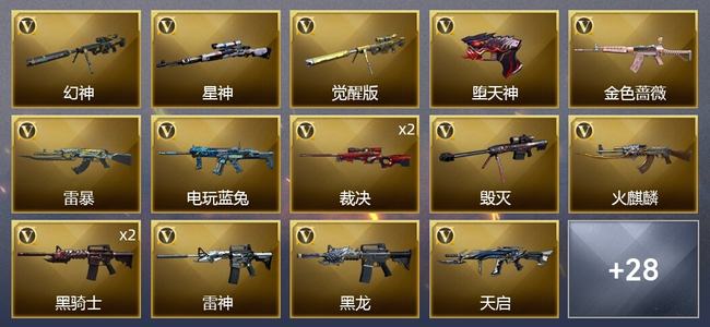 穿越火线（CF）1炫金武器 53V武器 1V角色 9皮肤 可排位 专家