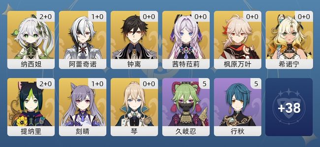 原神18黄 15角色黄 3武器黄 9五星角色 3五星武器 男主 56级
