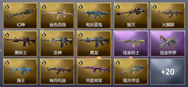 穿越火线（CF）2炫金武器 27V武器 1V角色 11皮肤 可排位 传奇