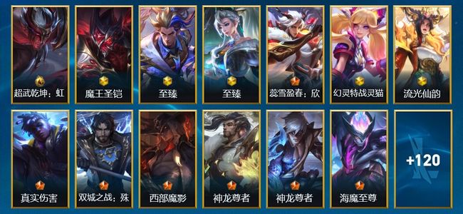 英雄联盟手游（lol手游）1典藏 5神话 38传说 62史诗 133皮肤 55英雄 大师