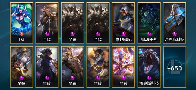英雄联盟（LOL）1终极 39神话 113限定 57传说 663皮肤 223炫彩 168英雄