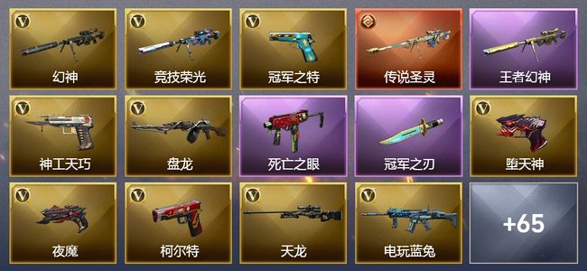 穿越火线（CF）1传说武器 11王者武器 1炫金武器 215V武器 11V角色 40皮肤 可排位