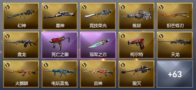 穿越火线（CF）14王者武器 4炫金武器 161V武器 9V角色 29皮肤 可排位