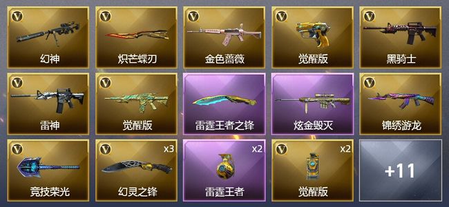 穿越火线（CF）2王者武器 1炫金武器 31V武器 1V角色 4皮肤 不可排位