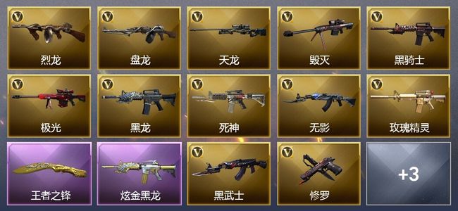 穿越火线（CF）2王者武器 1炫金武器 47V武器 1V角色 10皮肤 可排位