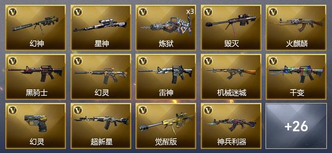 穿越火线（CF）0传说角色 0传说武器 0王者武器 0炫金武器 39V武器 2V角色 5皮肤 大师