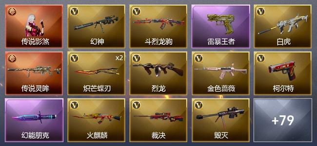 穿越火线（CF）1传说角色 1传说武器 8王者武器 0炫金武器 68V武器 8V角色 29皮肤 传奇