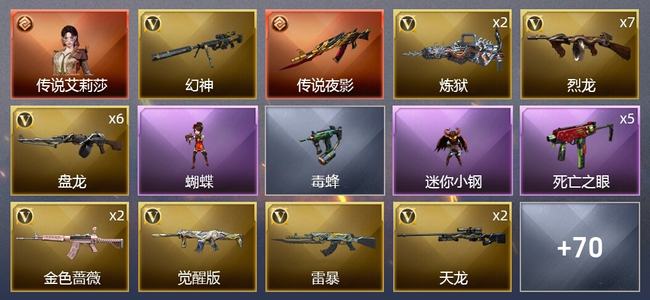 穿越火线（CF）1传说角色 1传说武器 0王者武器 8炫金武器 112V武器 4V角色 28皮肤 新锐