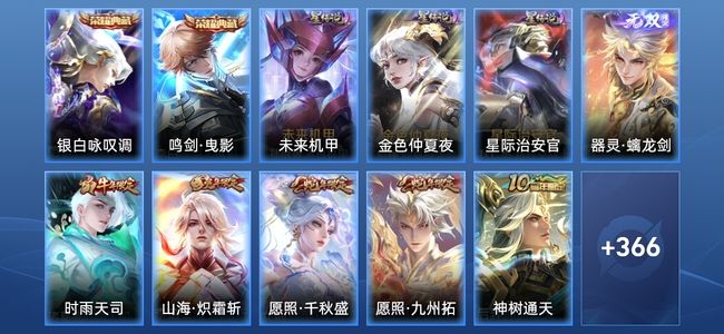 王者荣耀V8 2典藏 1无双 3星传说 24传说 112史诗 373皮肤 最强王者