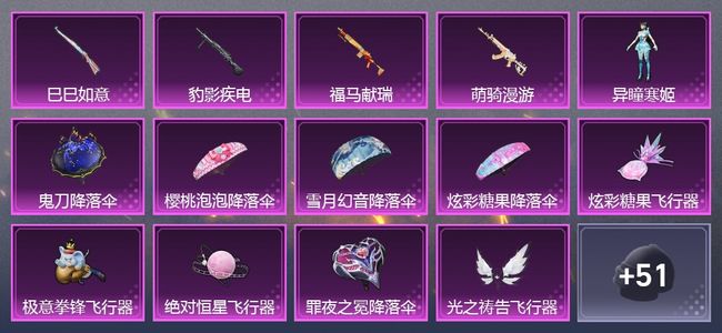 和平精英4升级枪 1粉装 4尾迹 47套装 21064热力 4印记