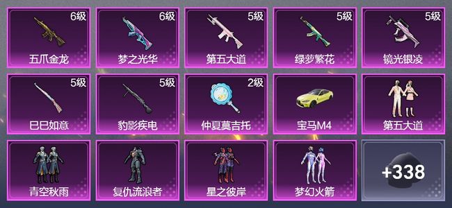 和平精英【苹果版】1载具 8升级枪 9粉装 1飞行器 202枪皮 136套装 64091热力 8印记 星钻