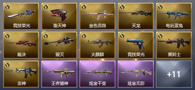 穿越火线（CF）9王者武器 2炫金武器 31V武器 1V角色 7皮肤 可排位