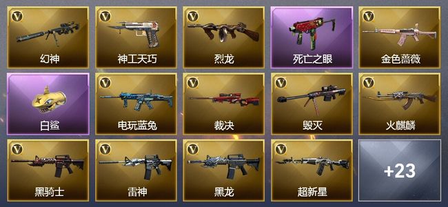 穿越火线（CF）6王者武器 1炫金武器 61V武器 6V角色 13皮肤 可排位