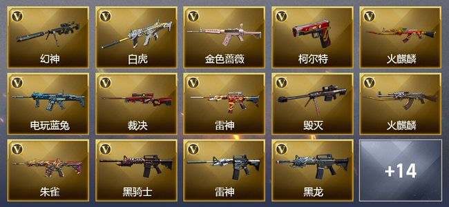 穿越火线（CF）2王者武器 1炫金武器 38V武器 4V角色 9皮肤 可排位
