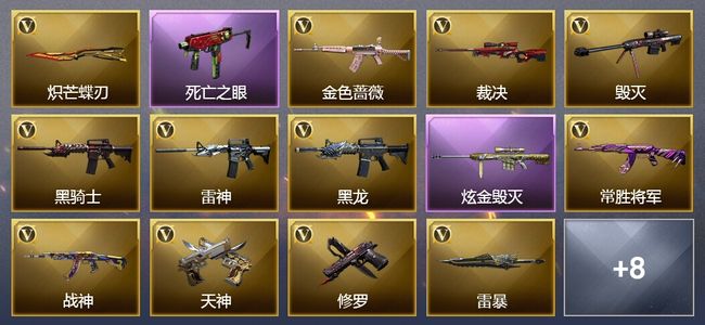 穿越火线（CF）12王者武器 1炫金武器 35V武器 5V角色 9皮肤 可排位