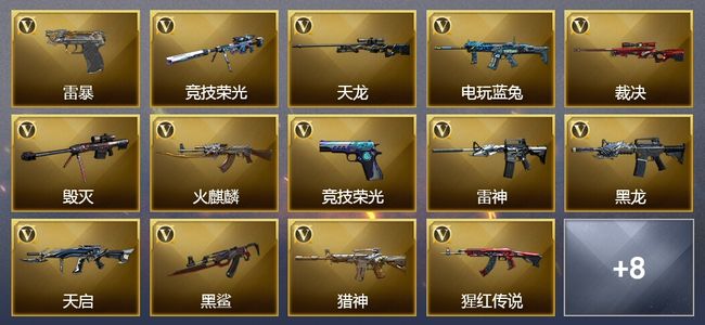 穿越火线（CF）2王者武器 44V武器 1V角色 2皮肤 可排位