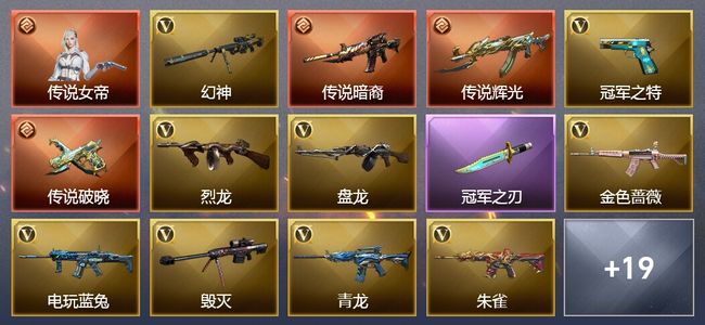 穿越火线（CF）1传说角色 5传说武器 6王者武器 2炫金武器 50V武器 4V角色 8皮肤 可排位