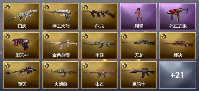 穿越火线（CF）8王者武器 1炫金武器 67V武器 8V角色 7皮肤 可排位