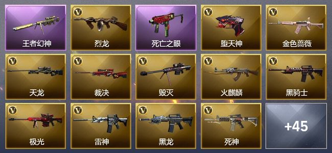 穿越火线（CF）13王者武器 2炫金武器 72V武器 24V角色 15皮肤 可排位