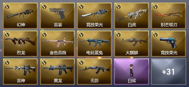 穿越火线（CF）3王者武器 76V武器 31V角色 20皮肤 可排位