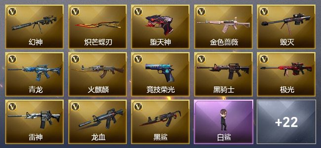 穿越火线（CF）3王者武器 1炫金武器 44V武器 16V角色 8皮肤 可排位
