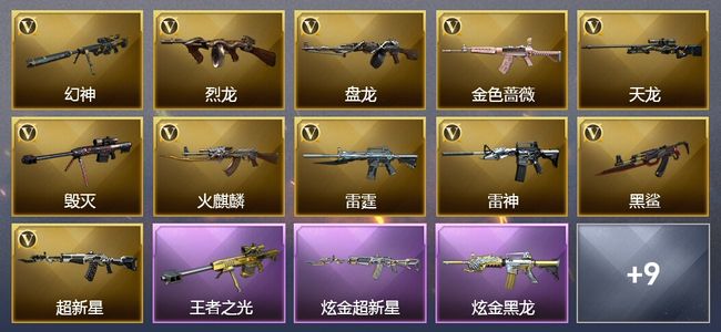 穿越火线（CF）2王者武器 7炫金武器 75V武器 2V角色 6皮肤 可排位