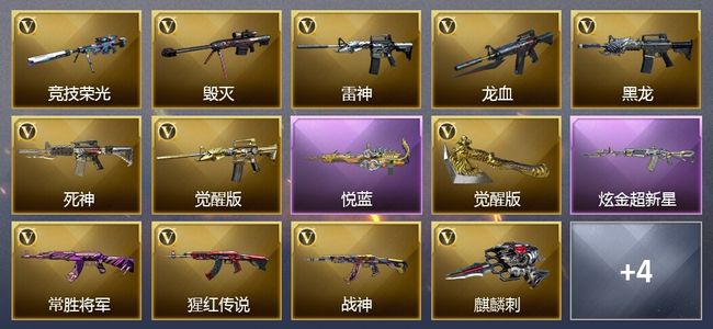 穿越火线（CF）3王者武器 1炫金武器 23V武器 6V角色 9皮肤 可排位