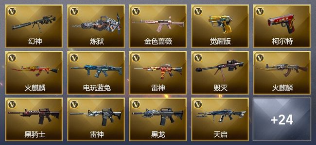 穿越火线（CF）7王者武器 42V武器 17V角色 10皮肤 可排位