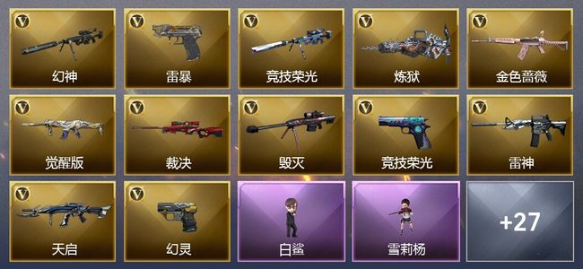 穿越火线（CF）5王者武器 1炫金武器 28V武器 18V角色 6皮肤 可排位