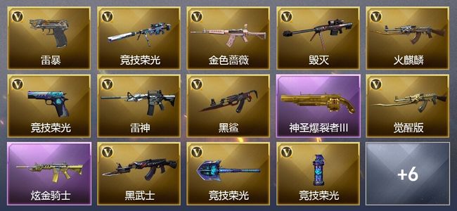 穿越火线（CF）1王者武器 1炫金武器 23V武器 11V角色 9皮肤 可排位