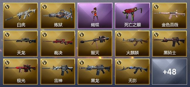 穿越火线（CF）8王者武器 3炫金武器 57V武器 30V角色 21皮肤 可排位