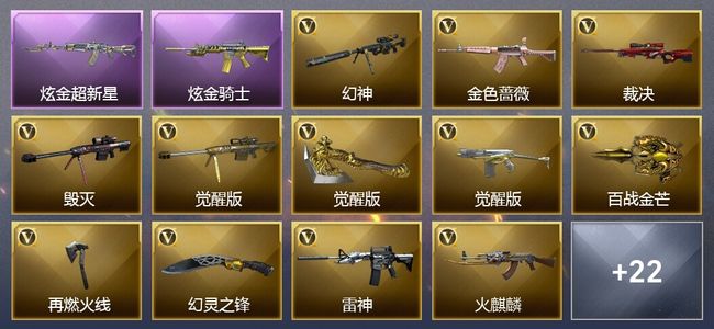 穿越火线（CF）2炫金武器 33V武器 12皮肤 可排位 传奇