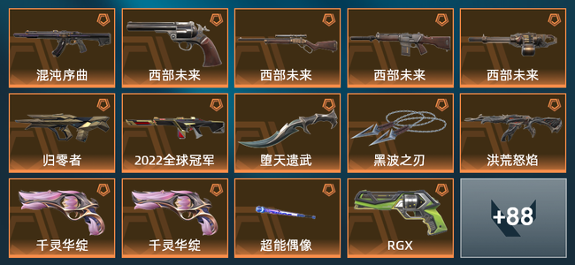 无畏契约19橙皮 1金皮 6紫皮 1皮肤 1皮肤总价值 1已用源晶