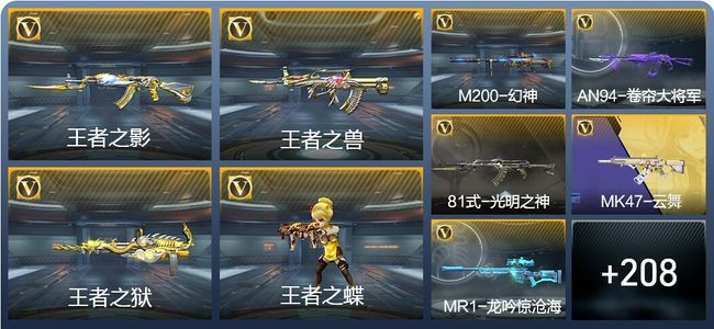 穿越火线：枪战王者13王者武器 217英雄武器 6英雄角色 353万化 枪王SS