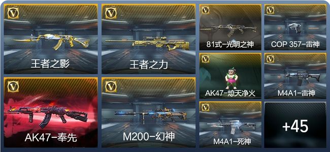 穿越火线：枪战王者V6 4王者武器 59英雄武器 1英雄角色 87万化 传奇