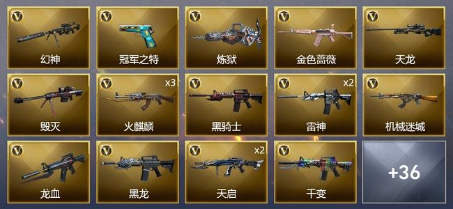 穿越火线（CF）1王者武器 2炫金武器 51V武器 1V角色 22皮肤 可排位 新锐