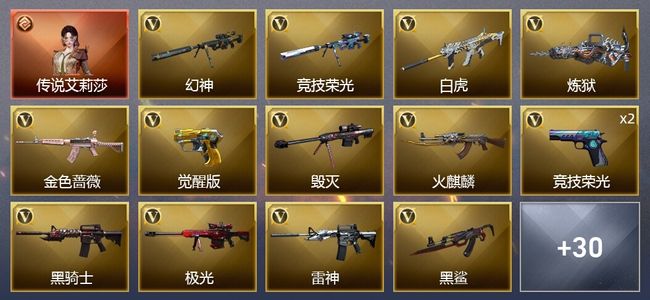 穿越火线（CF）1传说角色 2王者武器 2炫金武器 48V武器 2V角色 18皮肤 可排位