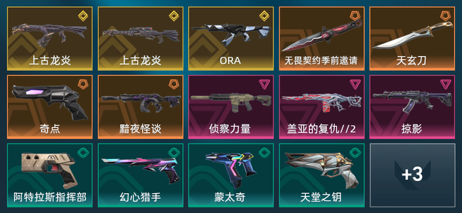 无畏契约3金皮 4橙皮 3紫皮 18皮肤 18780皮肤总价值 580已用源晶 白银