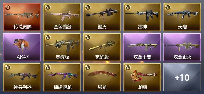 穿越火线（CF）1传说武器 2炫金武器 18V武器 8皮肤 不可排位 枪王