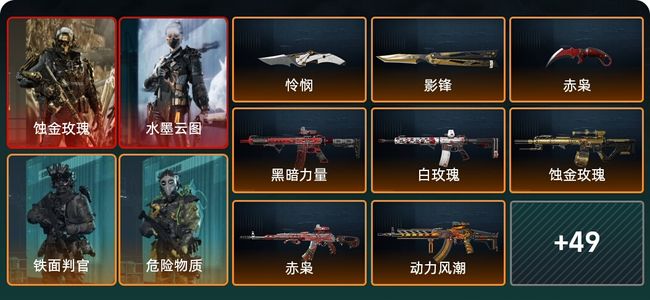 三角洲行动总资产59.7M 11干员外观 3近战 54传说枪械 烽火：黄金 战场：无军衔