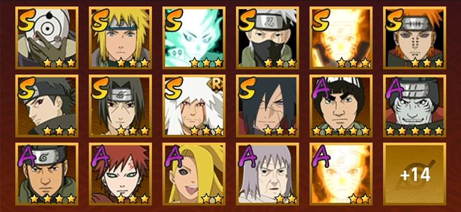 火影忍者V9 10S忍 21A忍 115忍 1406S碎片 16通灵 600W战力 前1000名 中忍