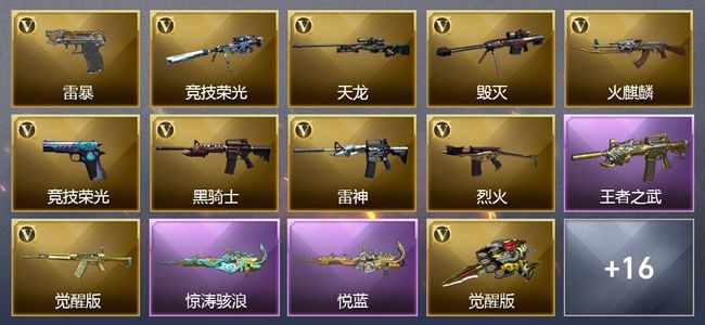 穿越火线（CF）4王者武器 1炫金武器 39V武器 1V角色 10皮肤 可排位 传奇