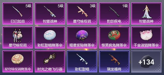 和平精英4升级枪 2粉装 79枪皮 72套装 25344热力 黄金