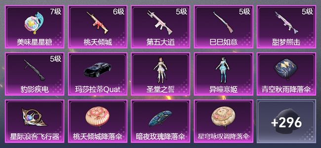 和平精英1载具 6升级枪 2粉装 1飞行器 185枪皮 131套装 53583热力 10印记