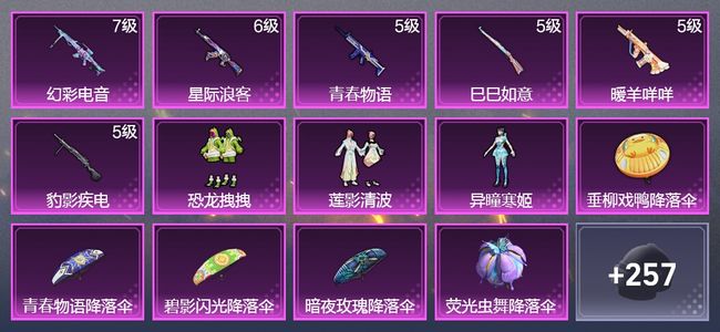 和平精英6升级枪 3粉装 177枪皮 105套装 53122热力 9印记 星钻